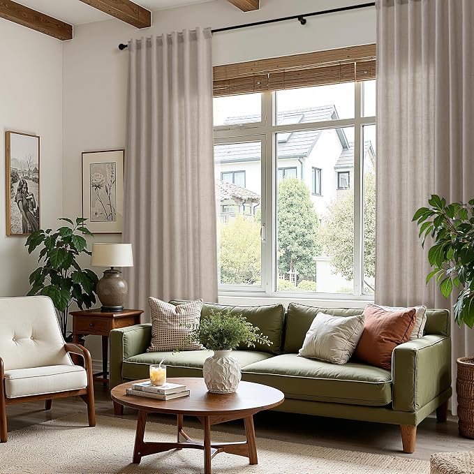 Nanspring Stone Beige Linen Curtains 84 Inches Long - Image 8
