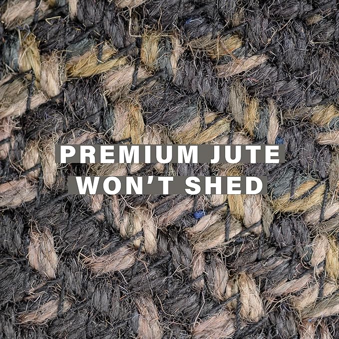 Jet Black Braided Rugs 27x45 – Primitive Style Gray and Black Indoor Entryway Rug