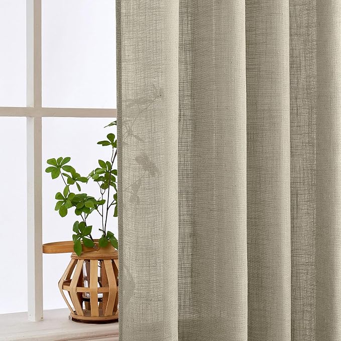 MIULEE Oatmeal Linen Curtains 84 Inch Length 2 Panels - Image 5