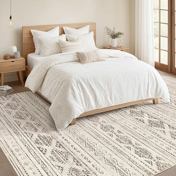 Nakagishi 10x12 Area Rugs Living Room: Washable Boho Large Neutral Soft - Image 5