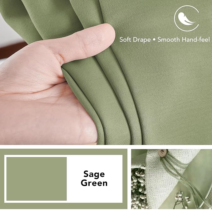 Deconovo Blackout Curtains, Thermal Insulated, W52 x L45 2 Panels, Back Tab - Image 7