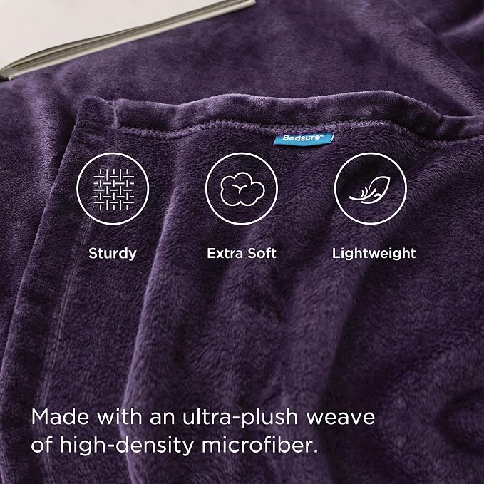 Bedsure GentleSoft Purple Fleece Blankets King Size - Image 3