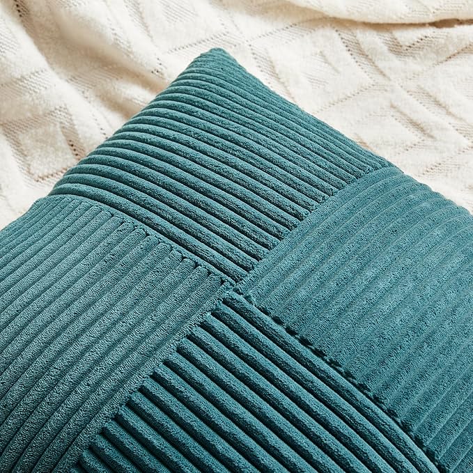 Fancy Homi 2 Packs Teal Decorative Throw Pillow Covers 22x22 Inch - Image 3