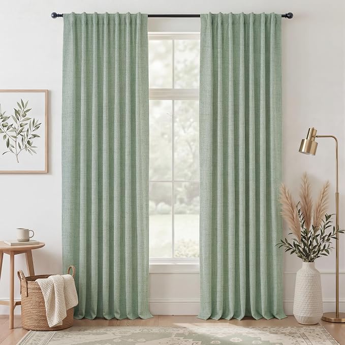 RYB HOME Sage Green 100% Blackout Curtains 84 inches Long, Thermal Insulated by RYBHOME