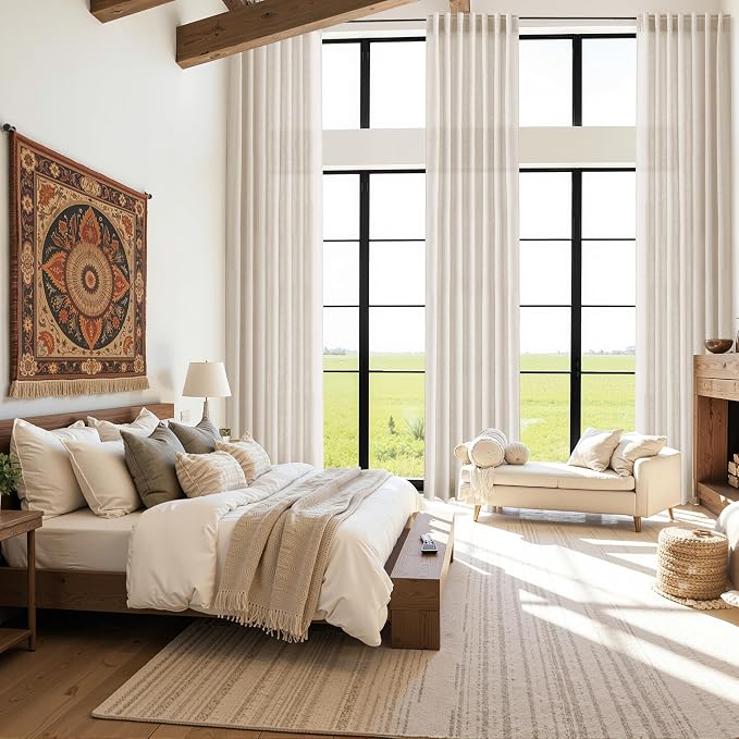 Cream Beige Linen 144 Inch Curtains - Image 6