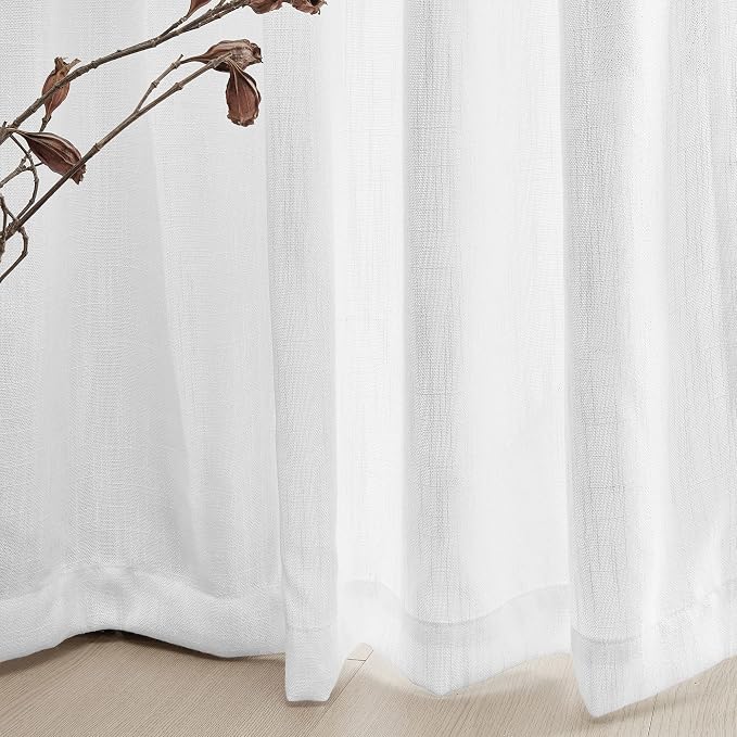 MYSKY HOME Floor to Ceiling Curtains 108 Inches White Sheer Window Drapes 2 - Image 5