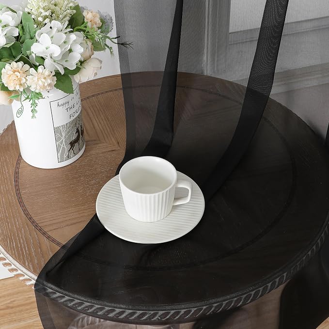 Aiyufeng Black Sheer Curtains 96" Long - Image 9