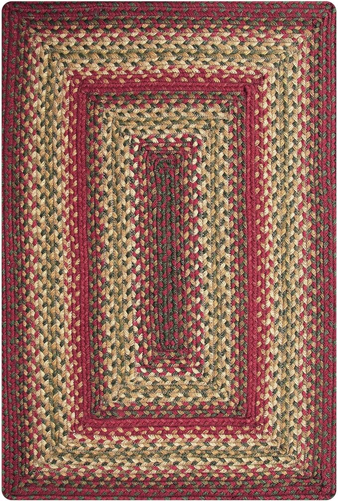 Cider Barn Cranberry Red Braided Area Rug, Jute, 6x9' Rectangle - Perfect Country Primitive Decor for Dining Room, Living Room, Everywhere