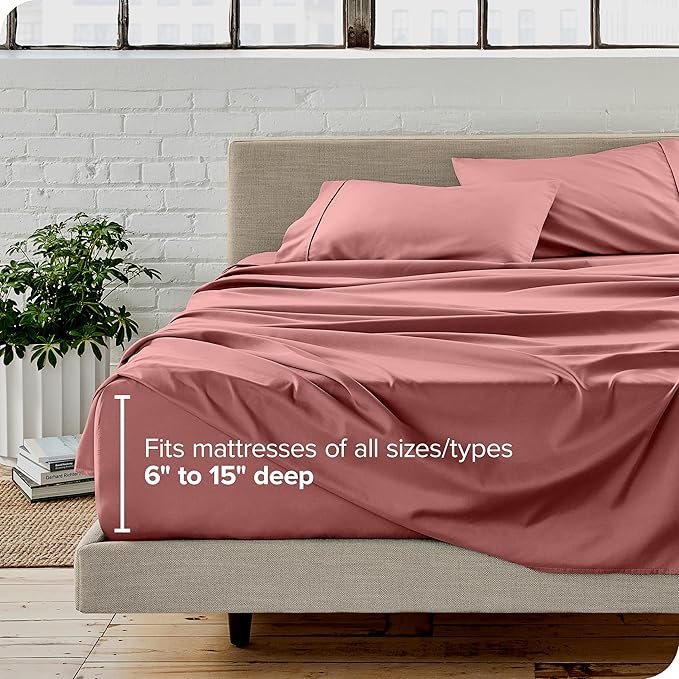 Bare Home Twin Sheet Set - 1800 Ultra-Soft Microfiber Twin Bed Sheets - Double Brushed - Deep Pockets - Easy Fit - Extra Soft - 3 Piece Set - Bedding Sheets & Pillowcases (Twin, Dusty Rose)