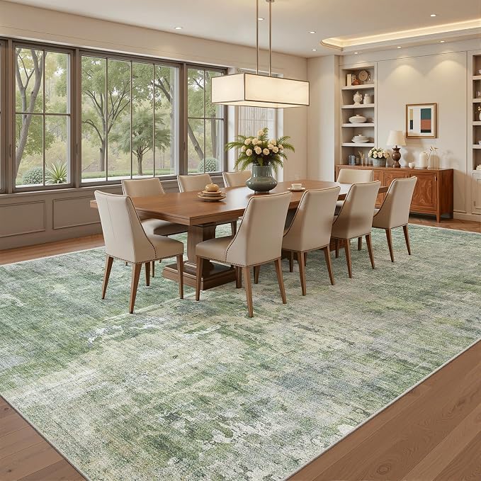 Abstract Rug 8x10 Large Living Room Rugs Neutral Modern Washable Area Rugs - Image 4