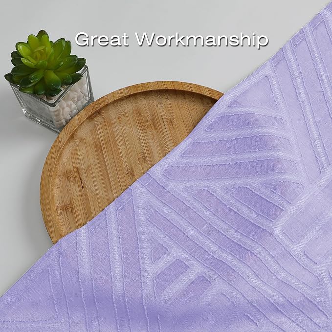 Simplebrand Lavender Semi Sheer Curtains 63 Inch Length 2 Panels, Light - Image 6