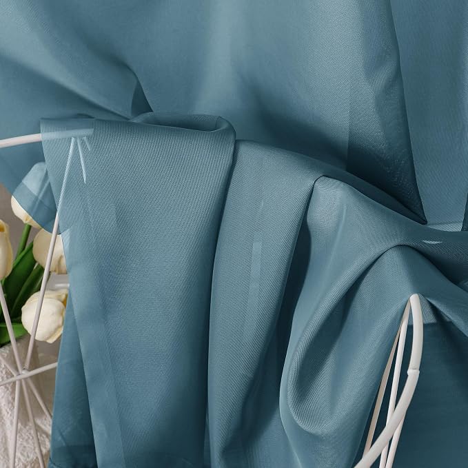 Aiyufeng Dusty Blue Sheer Curtains 90 Inches Long 2 Panels Set, Light Filtering - Image 7