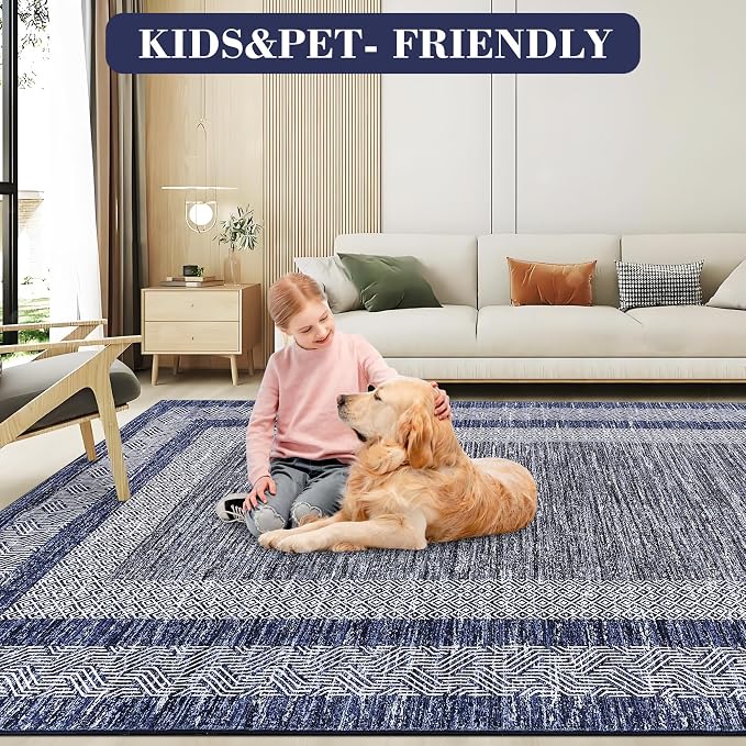 GarveeHome 2.5x8 Modern Bordered Runner Rug Soft Non Slip Washable Floor Carpet - Image 6