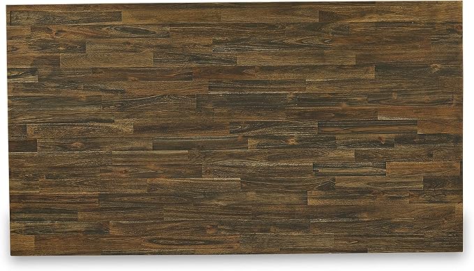 East West Furniture V777FO749-7 7 Piece Modern Dining Table Set Consist of a Rectangle Wooden Table with V-Legs and 6 Black Faux Leather Parsons Dining Chairs, 40x72 Inch, Multi-Color