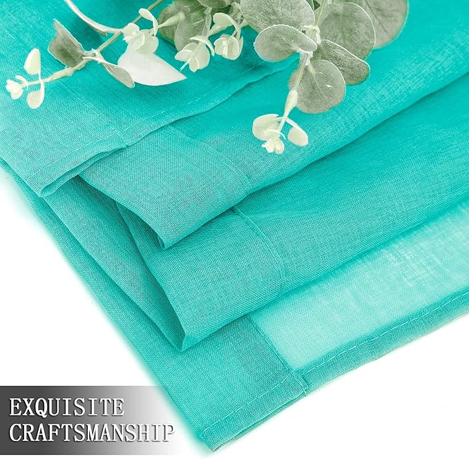 Tollpiz Short Sheer Curtains Linen Textured Living Room Curtain Sheers Light - Image 7