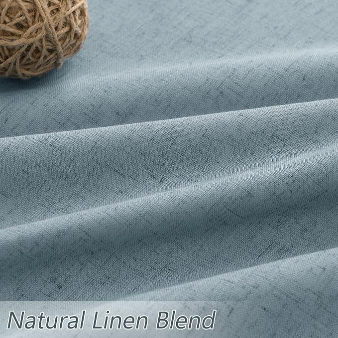 Guken Blue 100% Blackout Linen Curtains 84 Inch Length 2 Panels Set - Image 3
