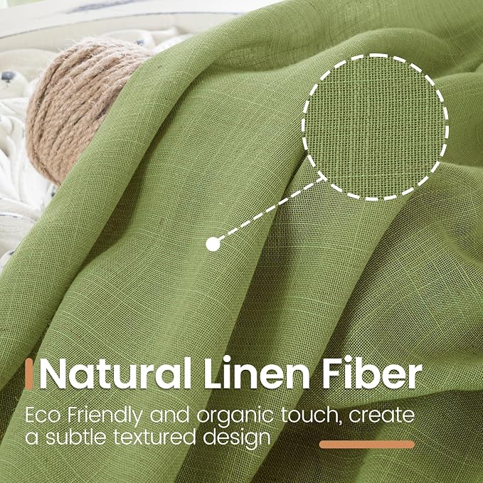 BGment Olive Green Linen Curtains - Image 3