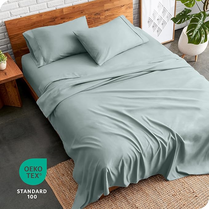 Bare Home Queen Sheet Set - Luxury 1800 Ultra-Soft Microfiber Queen Bed Sheets - Double Brushed - Deep Pockets - Easy Fit - 4 Piece Set - Bedding Sheets & Pillowcases (Queen, Sea Spray)