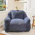 Bean Bag Chair, Faux Fur Bean Bag Chairs for Adults, Fluffy and Comfy Bean Bag with Filler, Bean Bag Sofa Chair for Reading, Gaming, Stuffed High-Density Foam (Grey)