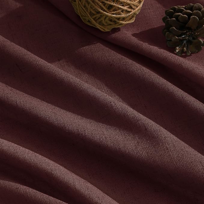 Extra Long Curtain Reddish Brown Morden Linen Blend Light Filtering Back Tab - Image 5