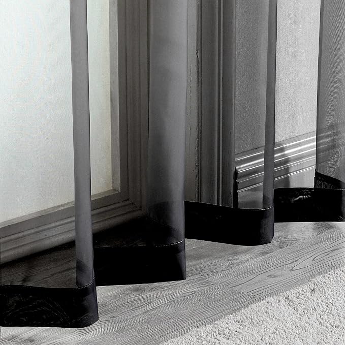 OWENIE Black Sheer Kitchen Valance - Image 3