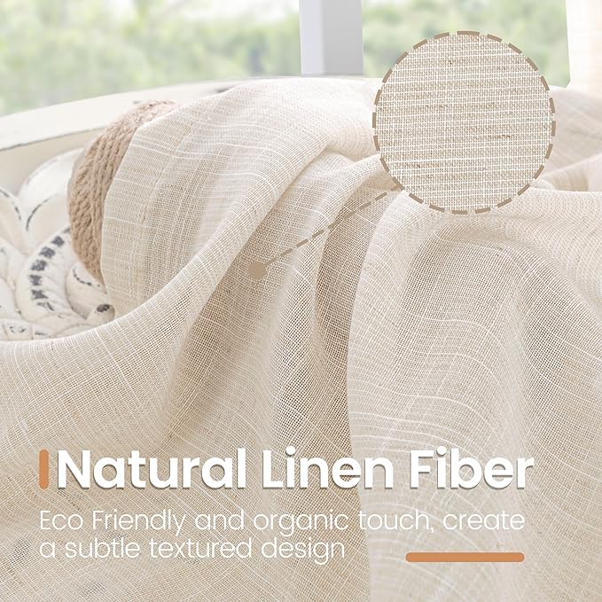 BGment Oatmeal Semi Sheer Curtains - Image 3