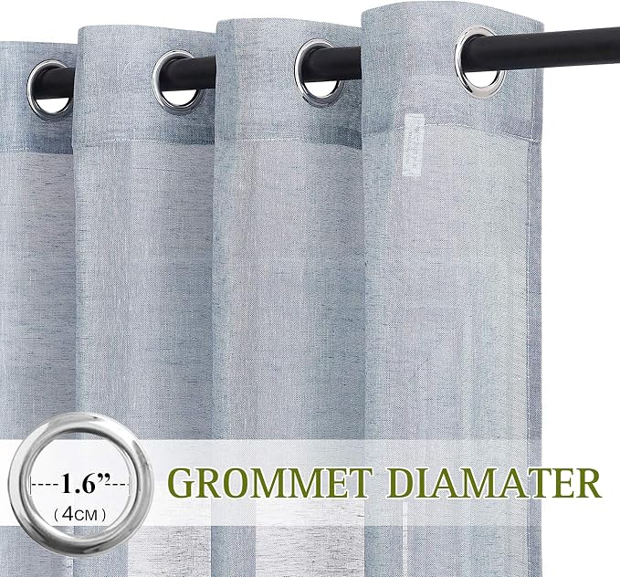 NICETOWN Linen Textured Semi Sheer Curtains 84 inches Length, Eyelet Top - Image 2
