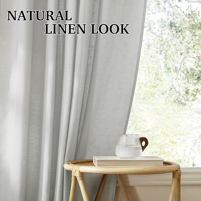 RYB HOME Nursery Soft Linen Sheer Curtains - Image 7