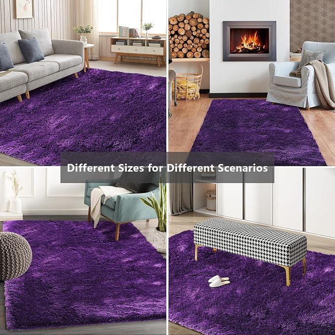 Shag Area Rugs for Bedroom Living Room, 8X10 Ultra Soft Purple Fluffy Area Rugs - Image 9