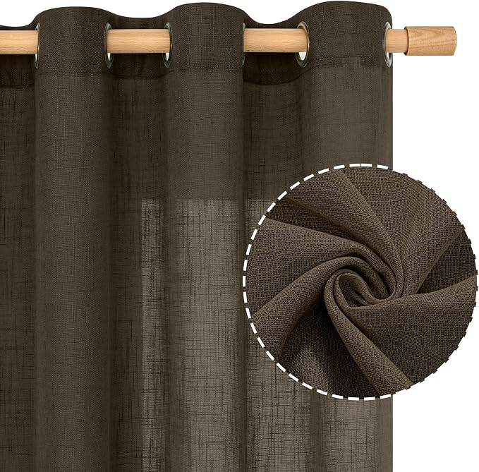 LAMIT Brown Linen Curtains 90 Inch - Image 2