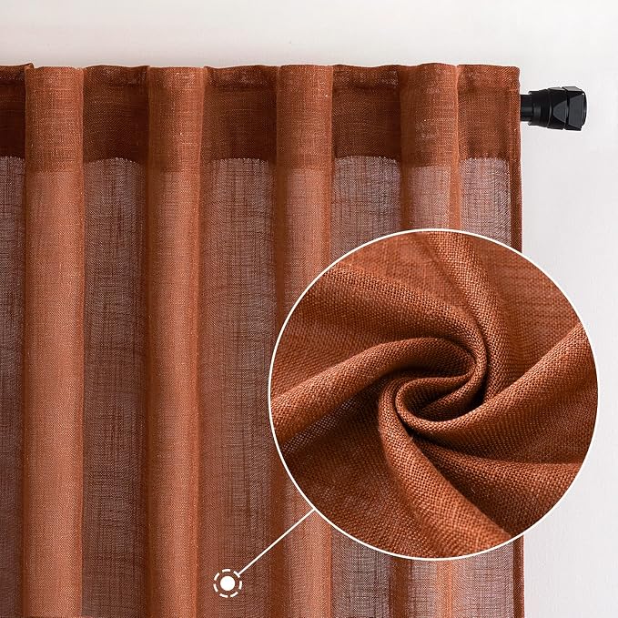 MIULEE Burnt Orange Curtains 72 Inch Length - Image 2