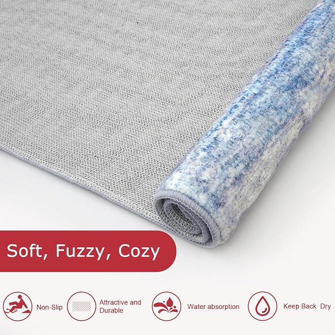 KOZYFLY Modern Abstract Hallway Runner, 2x12 Washable Rug Runner Non-Slip Soft - Image 6