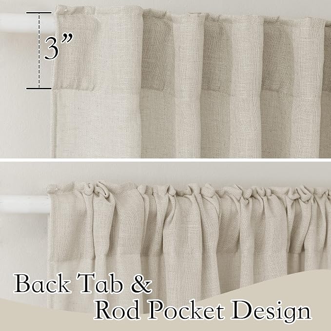 RYB HOME Semi Sheer Curtains 120 inches Long, Light Filtering Half Privacy - Image 2