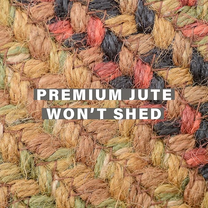 Homespice Gingerbread Jute Brown 6x9' Oval Braided Rugs for Living Room, Bedroom Rug and Dining Room. Pet Friendly. Decor Styles- Farmhouse Rug, Rustic, Vintage, Cottage, Primitive, Country, Boho Rug