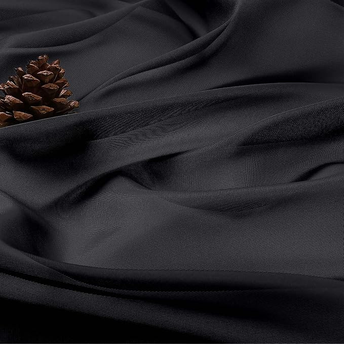 OVZME Black Sheer Curtains 84 Inches Long 2 Panels Set, Light Filtering Sheer - Image 5