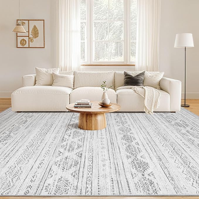 Nakagishi 10x12 Area Rug Living Room: Washable Boho Large Neutral Soft - Image 5