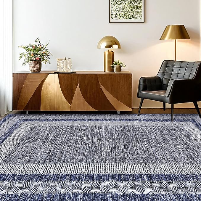 GarveeHome Modern Geometric Area Rug 5x7 Distressed Bordered Rug Washable Non - Image 2