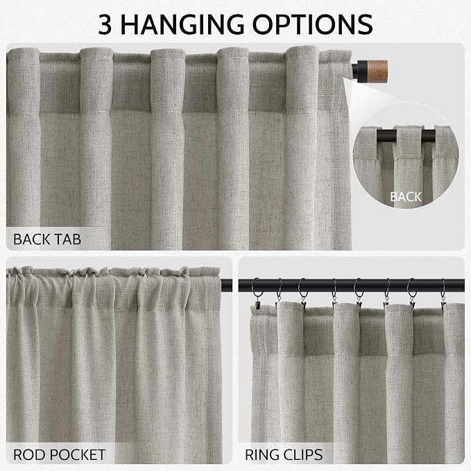 Silver Gery Linen Curtains 96 Inches - Image 2