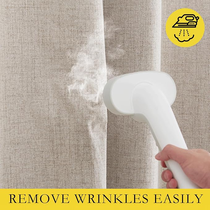 NICETOWN Oatmeal Linen Complete Blackout Curtains 48 inches - Image 8