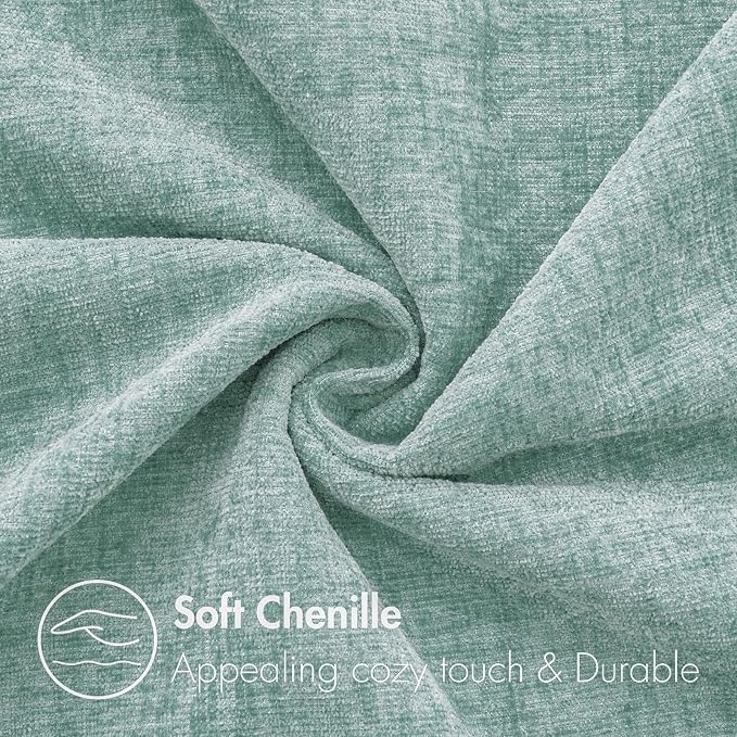 MIULEE Pack of 2 Couch Throw Pillow Covers 18x18 Inch Soft Aqua Green Chenille - Image 2