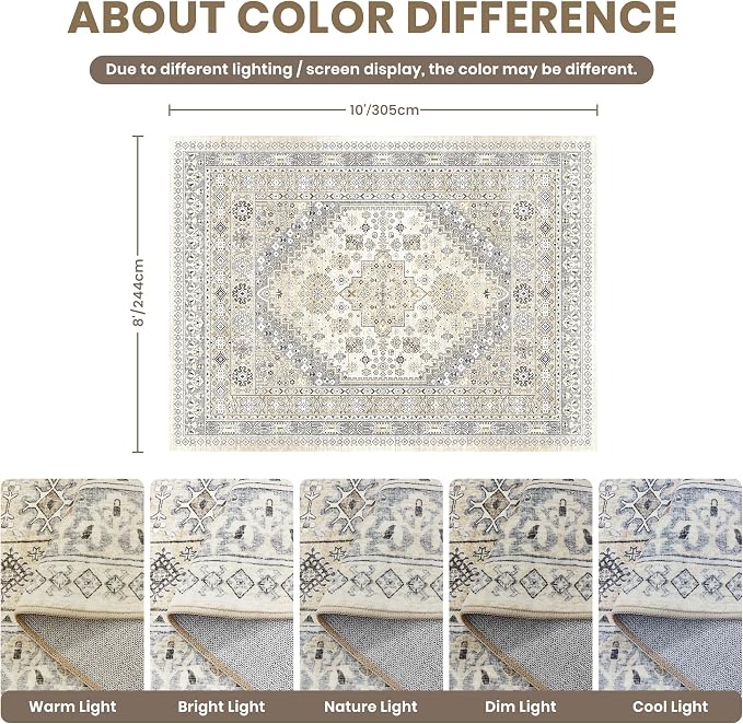 zesthome 8x10 Area Rugs for Living Room, Non-Slip Backing Washable Rugs - Image 2