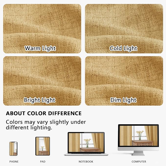 OVZME Valance for Windows, Light Filtering Faux Linen Textured Small Short - Image 9