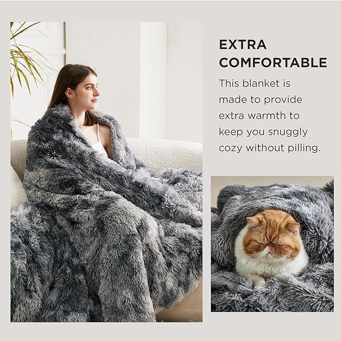 Bedsure GentleSoft Fluffy Sherpa Fleece Faux Fur Blankets Queen Size - Image 3