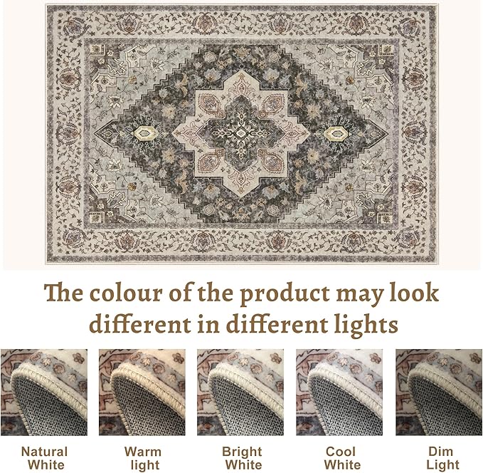 Tangsoo 2x3 Washable Rugs for Entryway, Vintage Non Slip Small Area Rug, Indoor Front Door Rug, Door Mat Small Carpet, Soft Low Pile Entry Rug for Entrance Kitchen Bedroom Print Distressed Grey/Brown