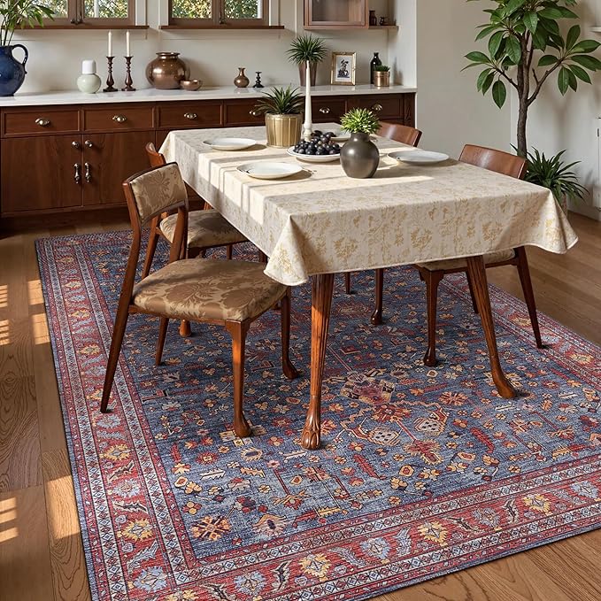 Washable Area Rug 9' x 12' Vintage Traditional Persian Mat - Image 3