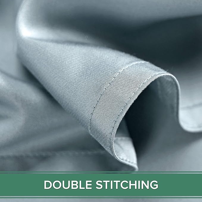 Split King Sheets by Pure Bamboo, Genuine 100% Organic Viscose Derived from Bamboo Bed Sheet Set, Soft & Cooling, Double Stitching *Not for Split Top (Split King, Sterling Blue)