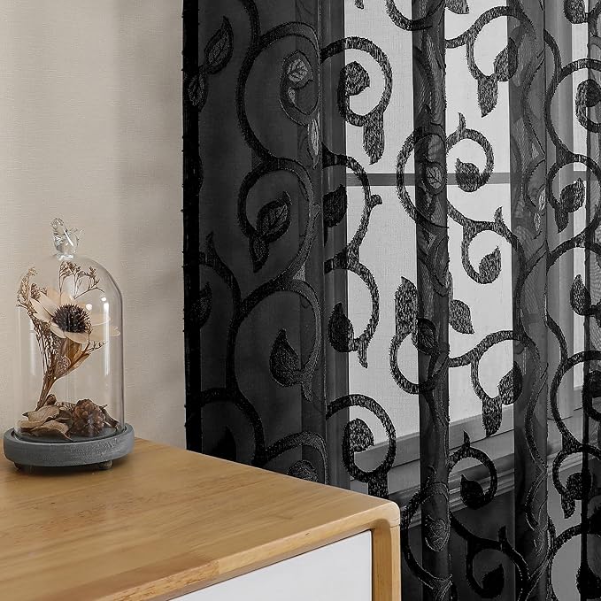 OWENIE Furman Black Sheer Curtains - Image 3