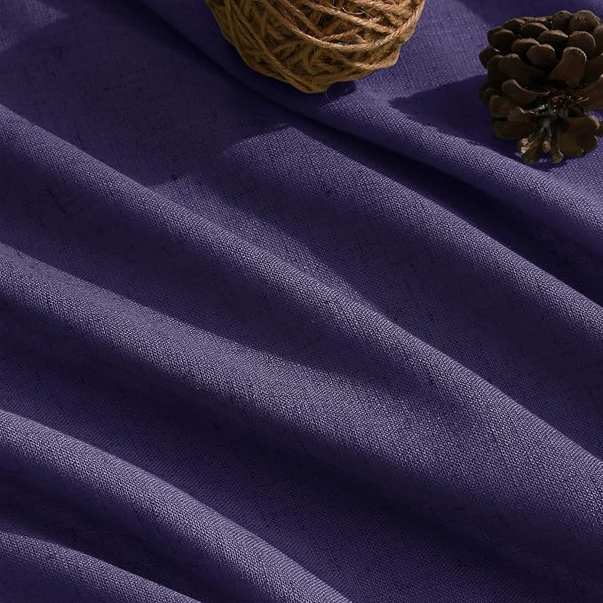 Nanspring Purple Linen Blend Light Filtering Back Tab Curtains 96 Inches Long - Image 5