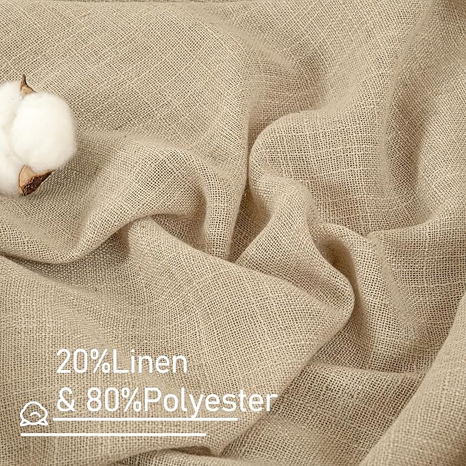 LAMIT 40 inch Small Window Linen Curtains 2 Panels, Semi Sheer Light Filtering - Image 2