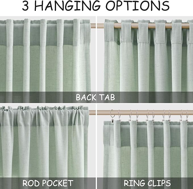 Extra Long Aqua Green Linen Curtains 120 Inch - Image 2